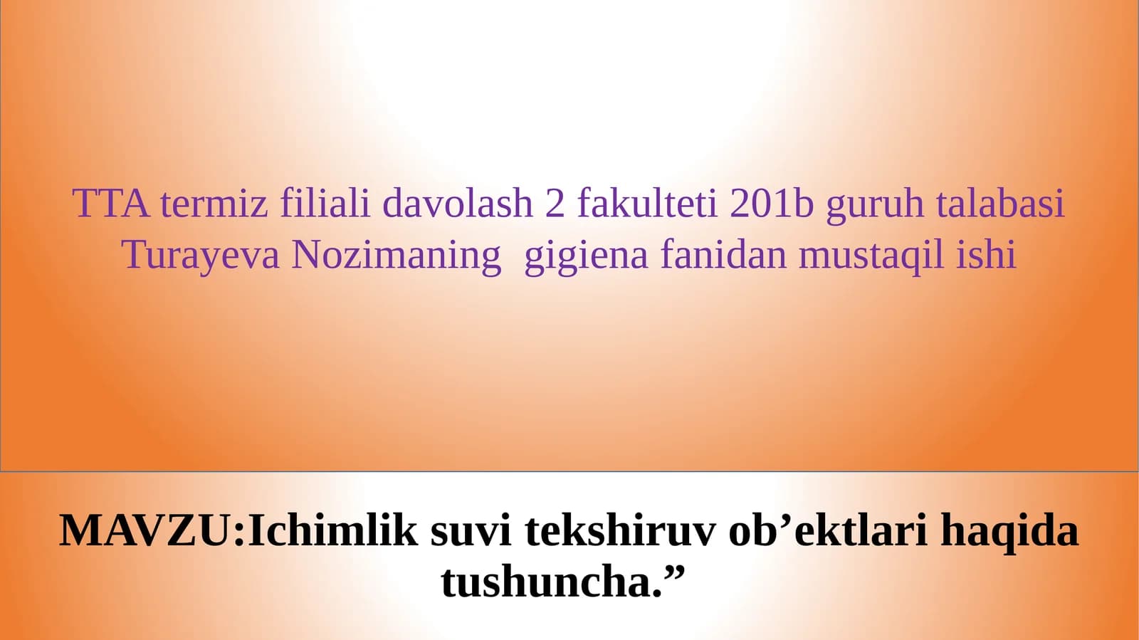 Ovqatlanish gigienasi fani haqida tushuncha