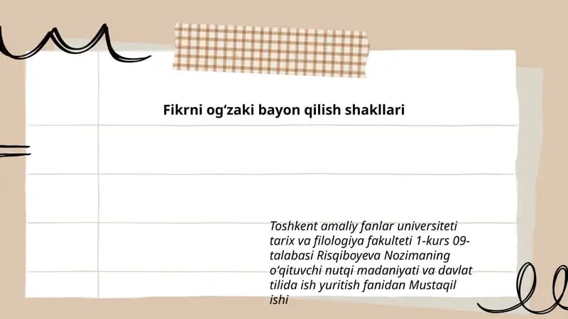 Fikrni ogʻzaki bayon qilish shakllari