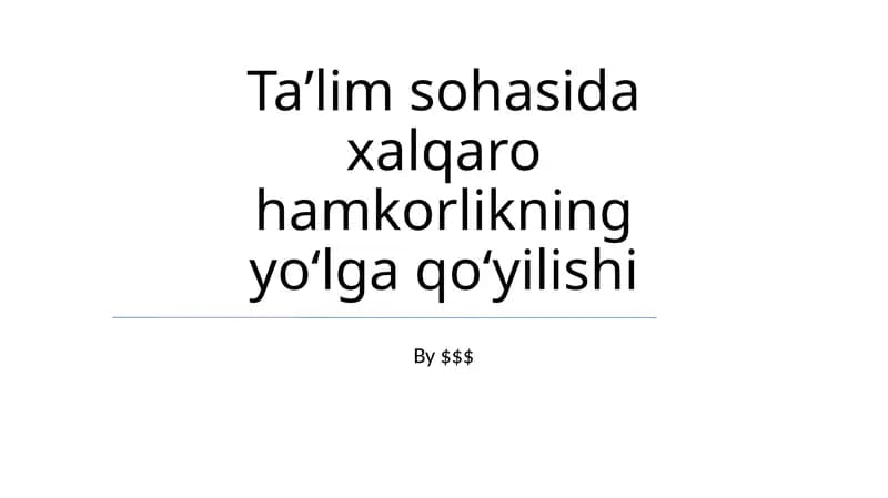 Xalqaro Ta'lim Hamkorligi