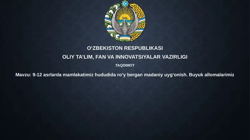 9-12-asrlar dagi madaniy yuksalish