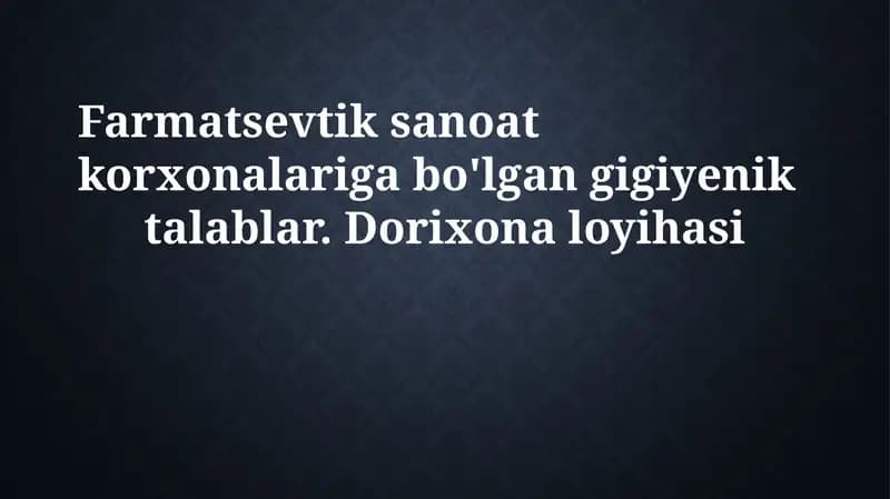 Dorixona loyihasi