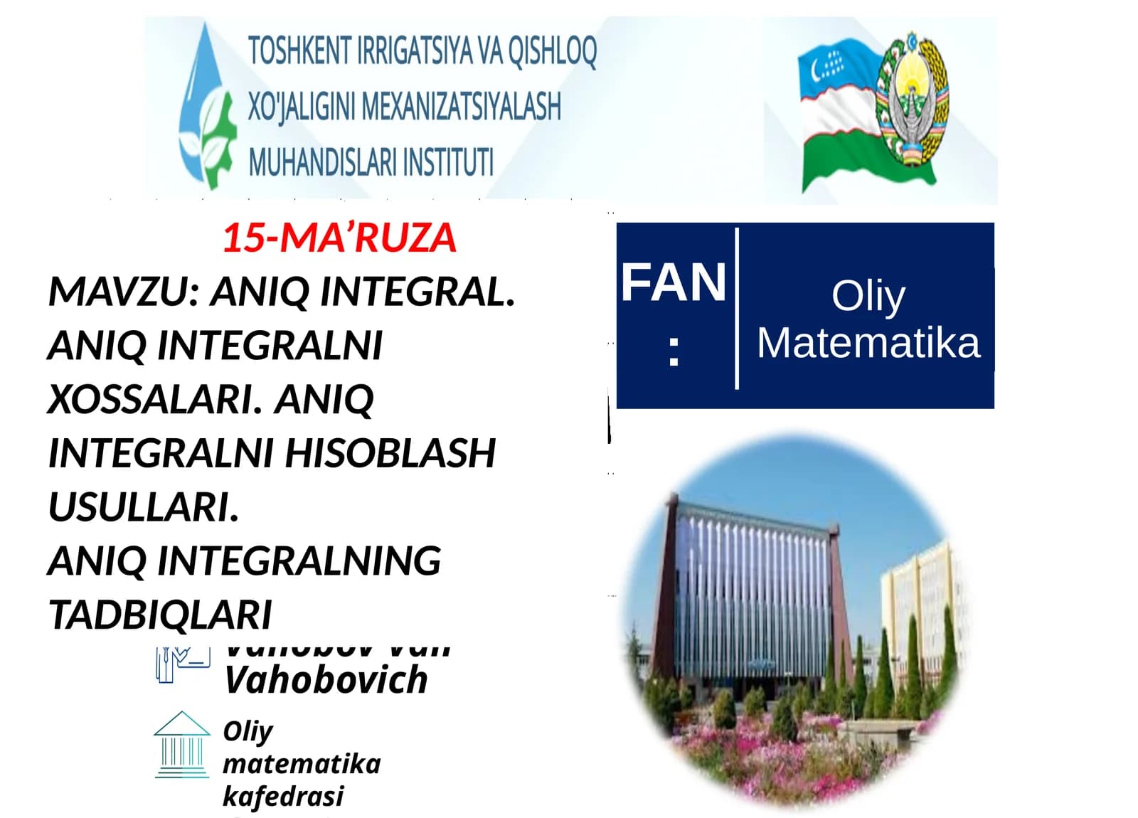 MA’RUZA: ANIQ INTЕGRAL
