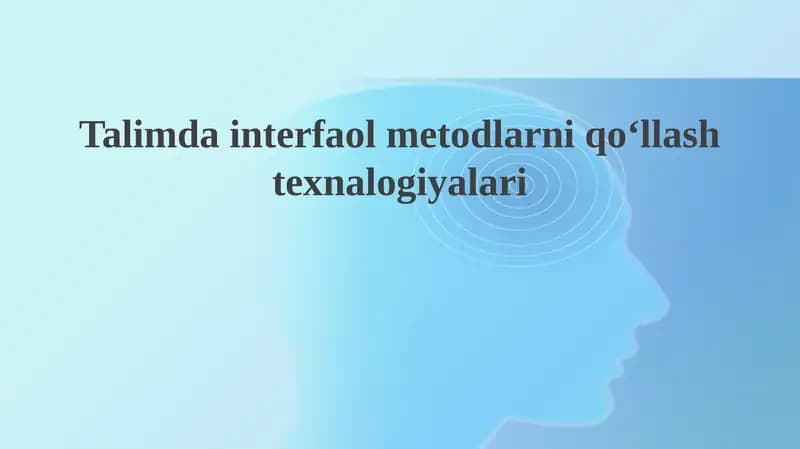 Interaktiv ta'lim texnologiyalari