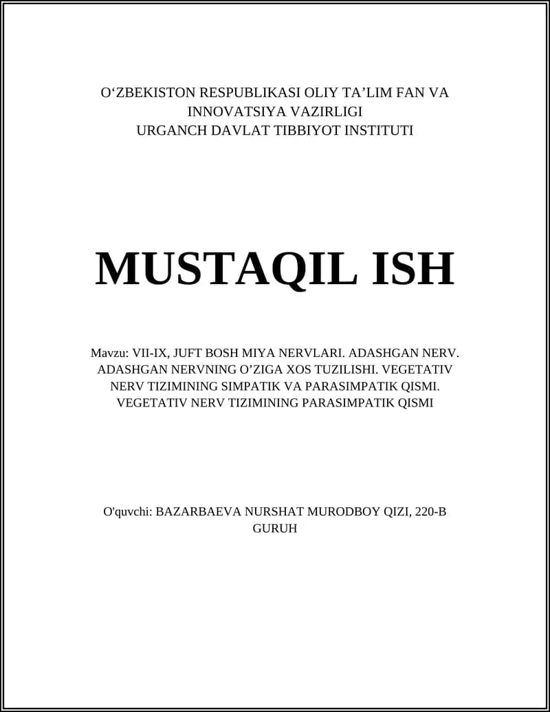 VII-IX, JUFT BOSH MIYA NERVLARI