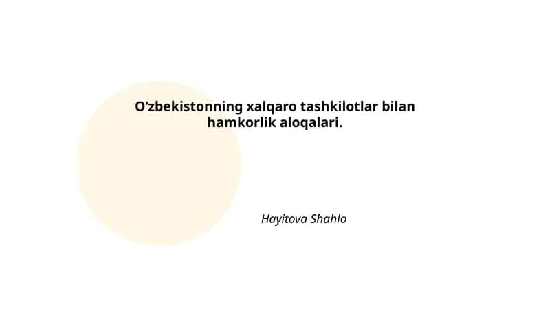 O‘zbekistonning xalqaro tashkilotlar bilan hamkorlik aloqalari