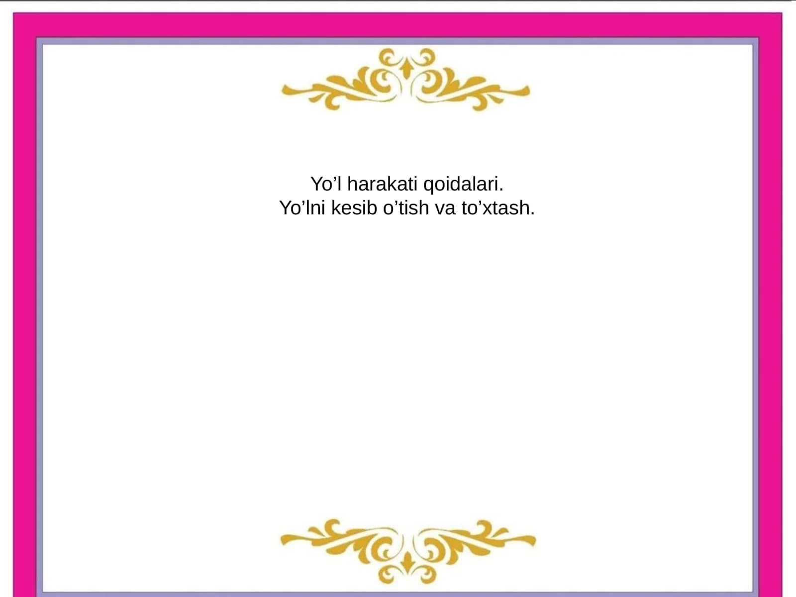 Yo’l harakati qoidalari