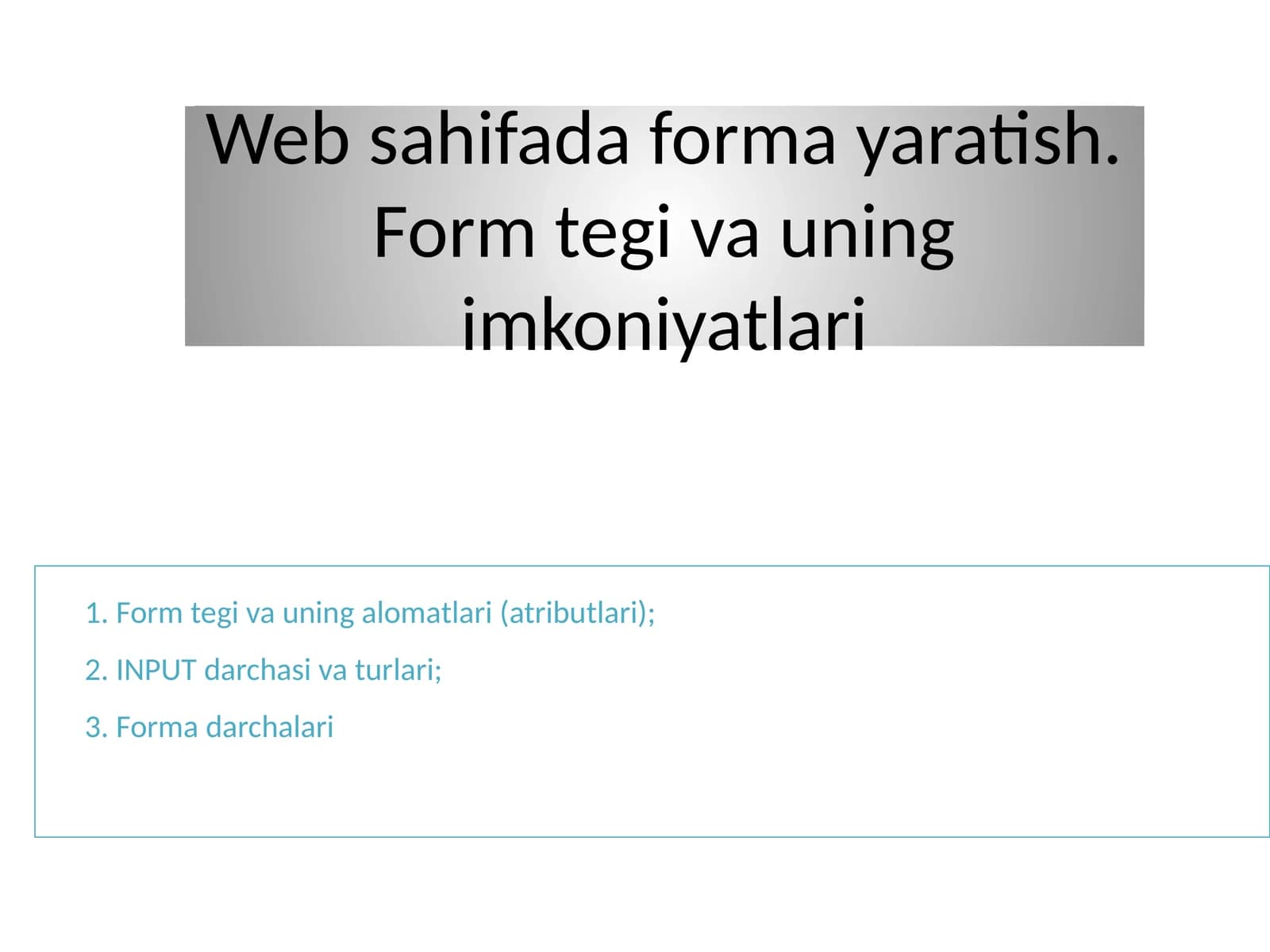 Forma yaratish