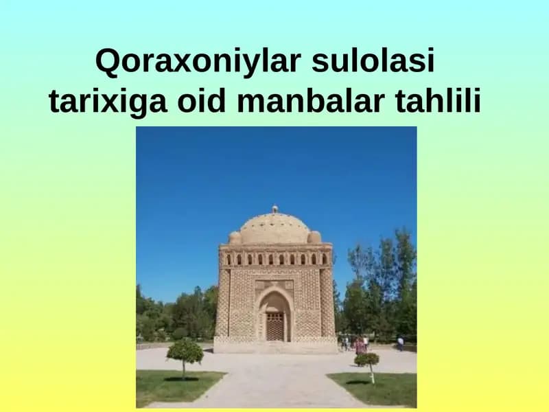 Qoraxoniylar sulolasi tarixiga oid manbalar tahlili