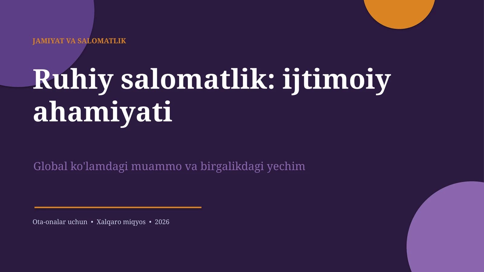 JAMIYAT VA SALOMATLIK