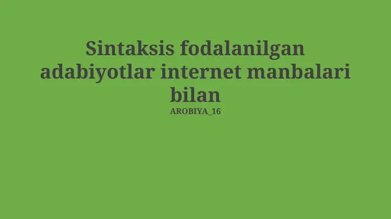 Internet adabiyotining sintaktik tahlili