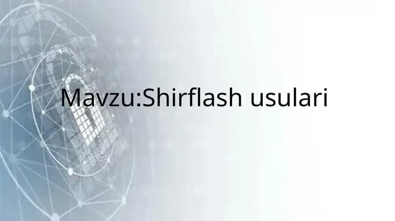 Shirflash usulari