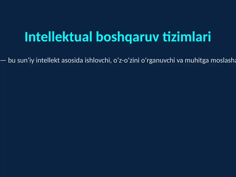 Intellektual boshqaruv tizimlari