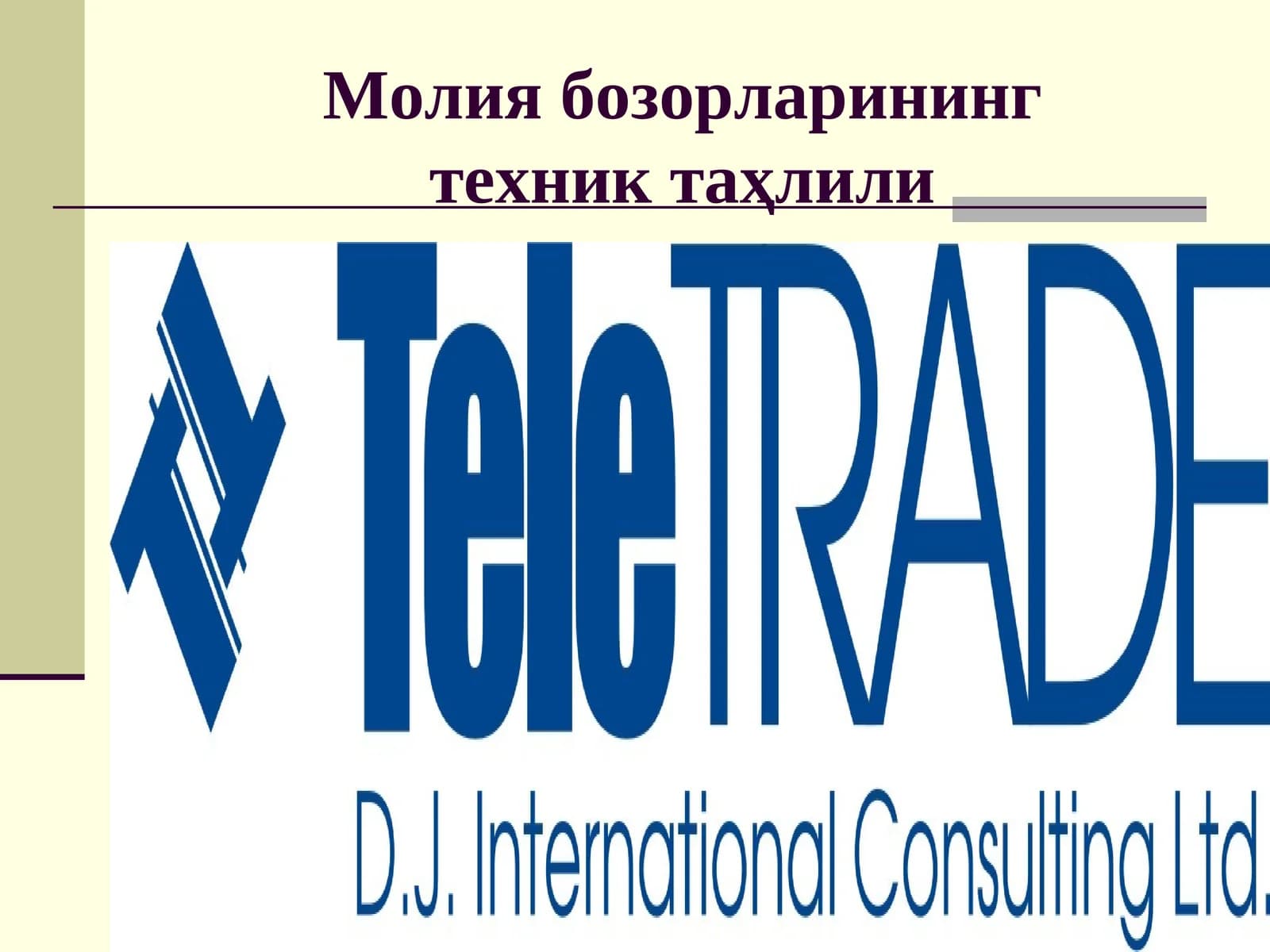 Молия бозорларининг техник таҳлили