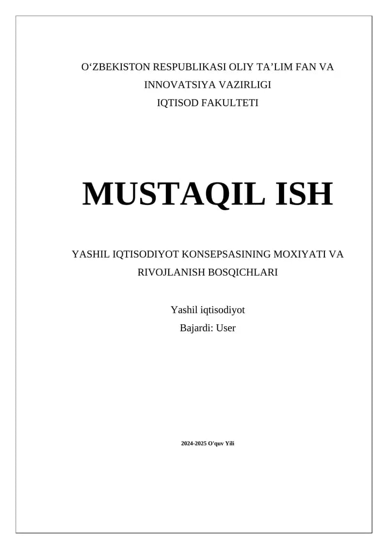 Yashil iqtisodiyotning tarixiy rivojlanishi