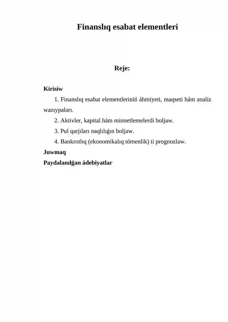 Finanslıq esabat elementleri