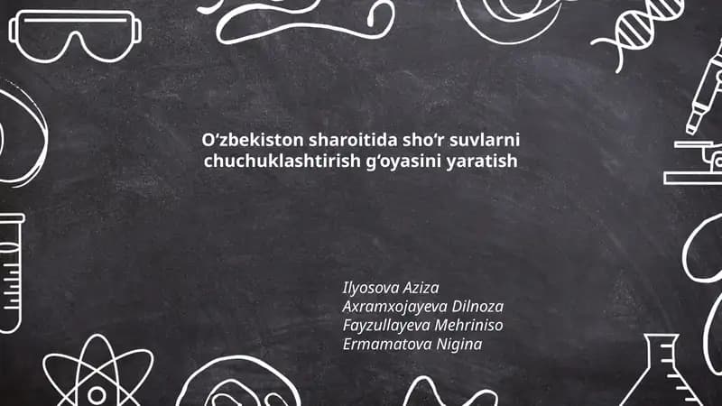 O‘zbekiston sharoitida sho‘r suvlarni chuchuklashtirish g‘oyasini yaratish