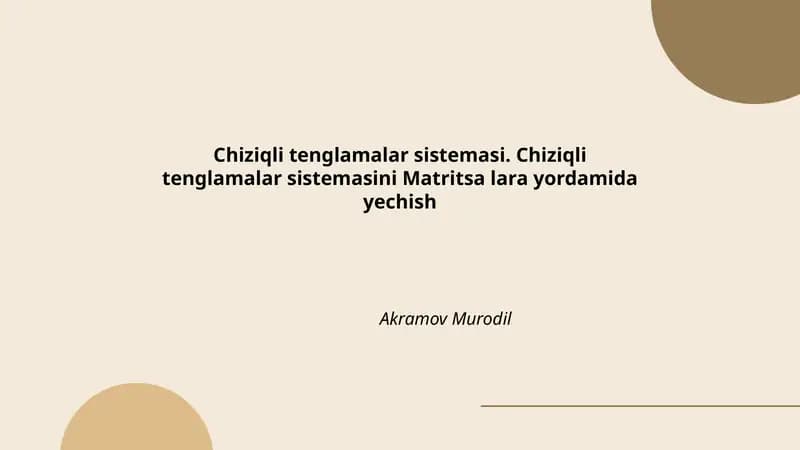 Chiziqli tenglamalar sistemasi