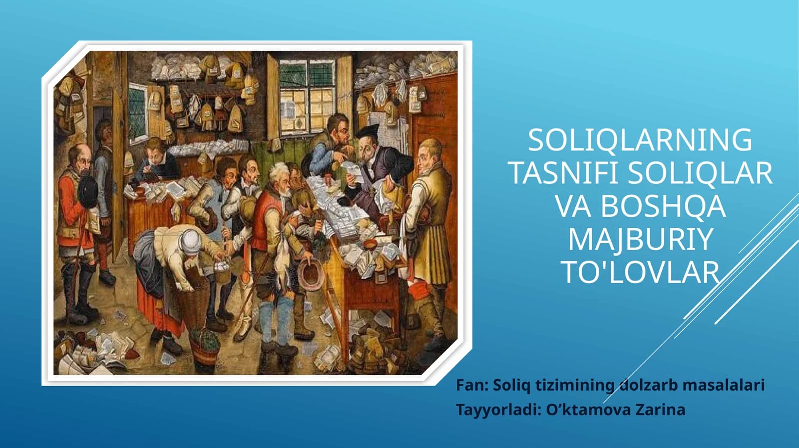 Soliqlarning tasnifi soliqlar va boshqa majburiy to'lovlar.