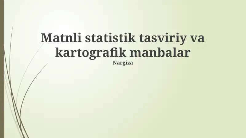 Ta'rifiy Statistik Matnli va Kartografik Manbalar