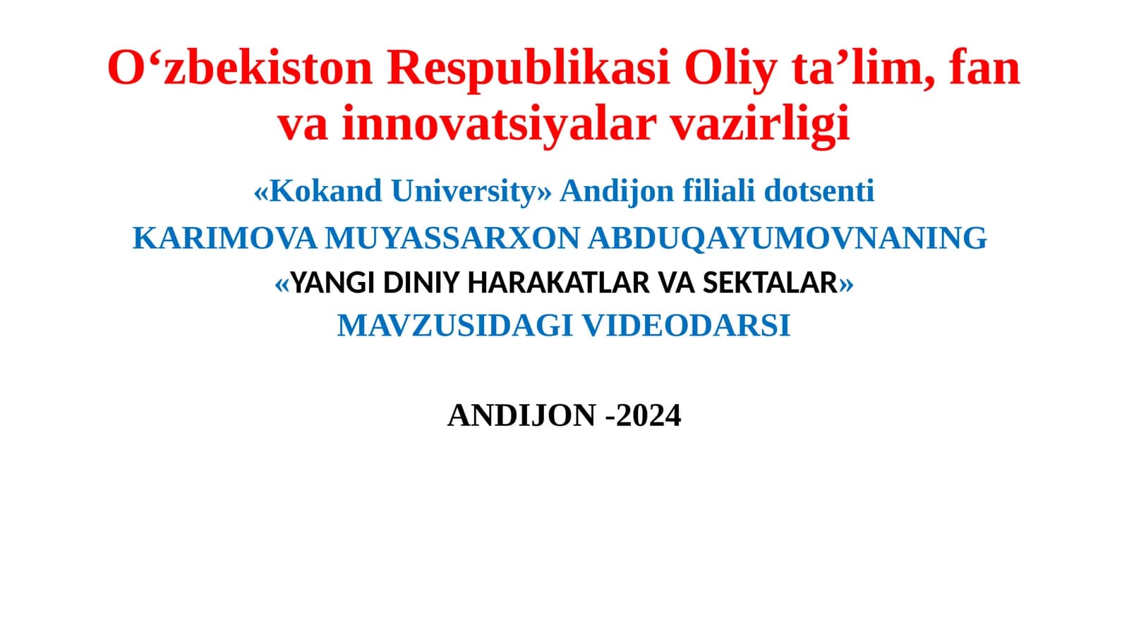 YANGI DINIY HARAKATLAR VA SEKTALAR