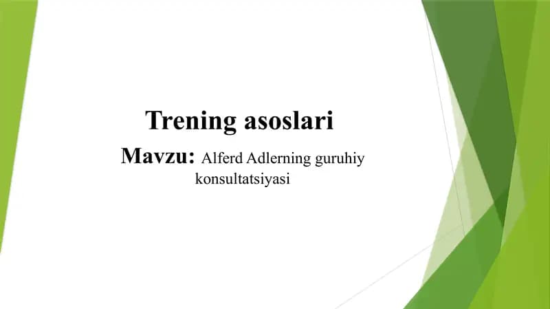 Alfred Adlerning guruhiy konsultatsiyasi