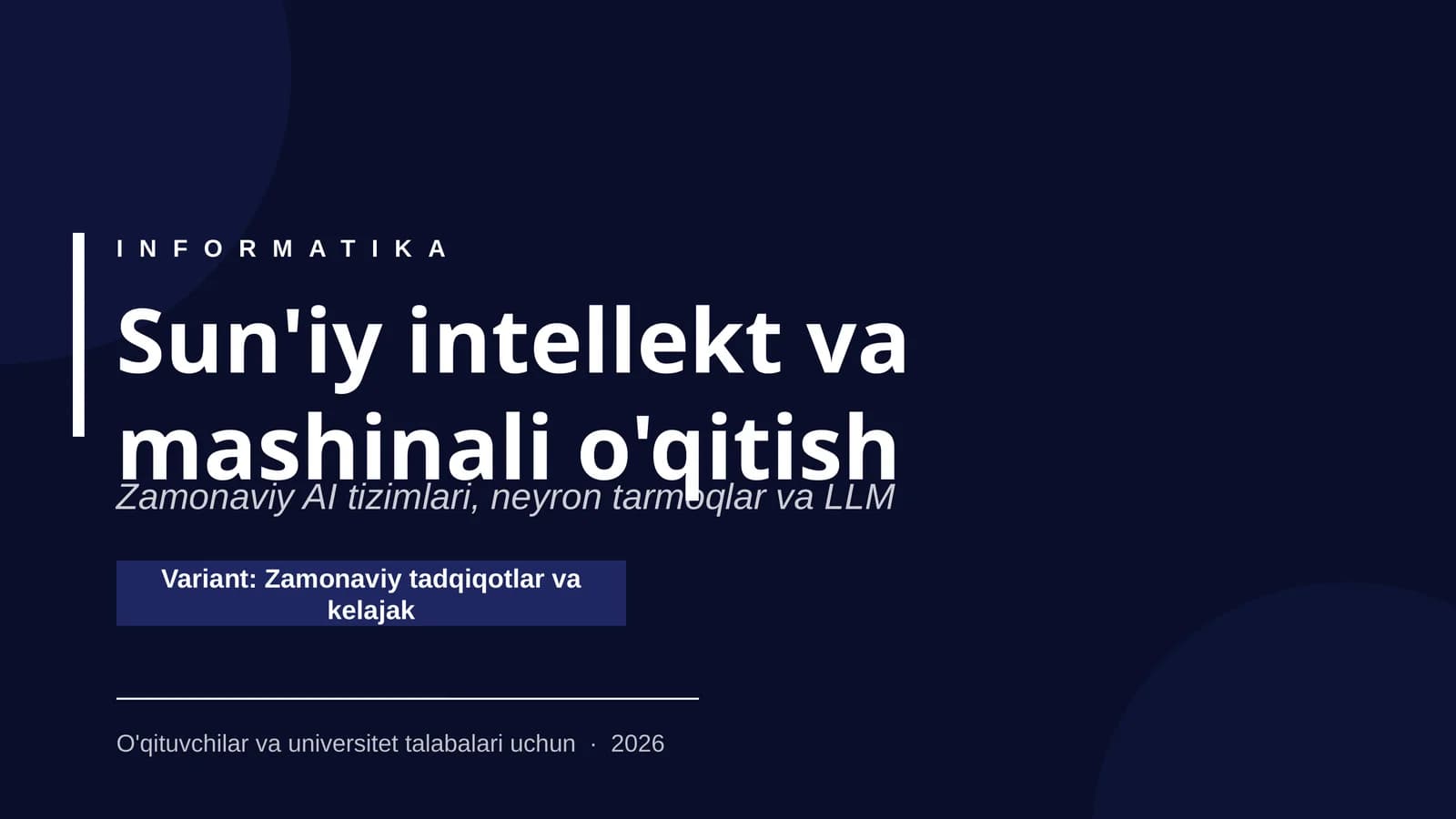 Sun'iy intellekt va mashinali o'qitish
