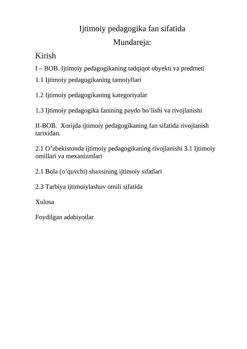 Ijtimoiy pedagogika fan sifatida