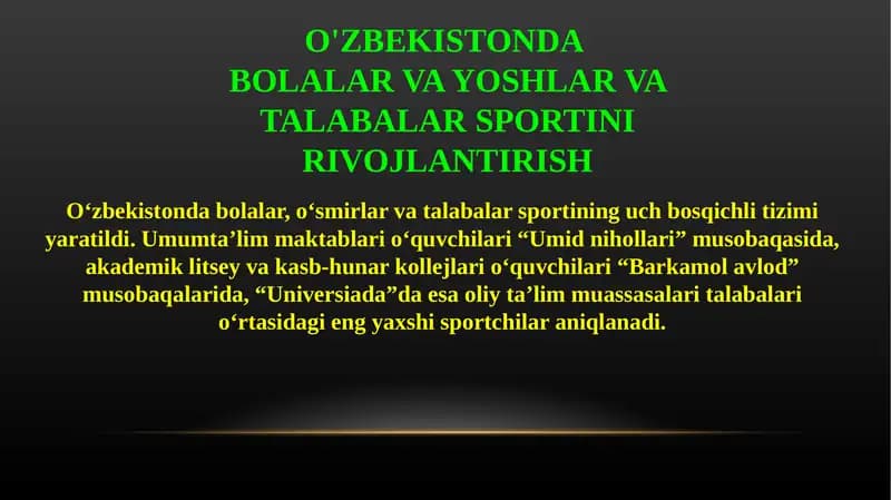 Jismoniy tarbiya va sport to‘g‘risida