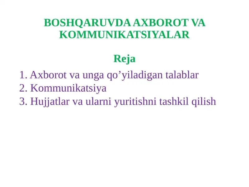 Axborot va kommunikatsiyalar