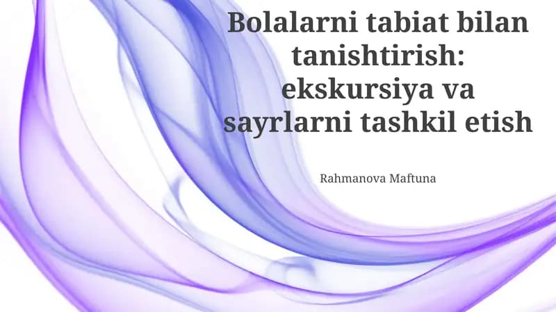 Bolalarni Tabiatga Olishga Tayyorgarlik