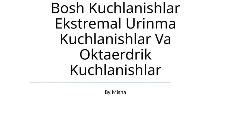 Bosh Kuchlanishlar Ekstremal Urinma Kuchlanishlar Va Oktaerdrik Kuchlanishlar