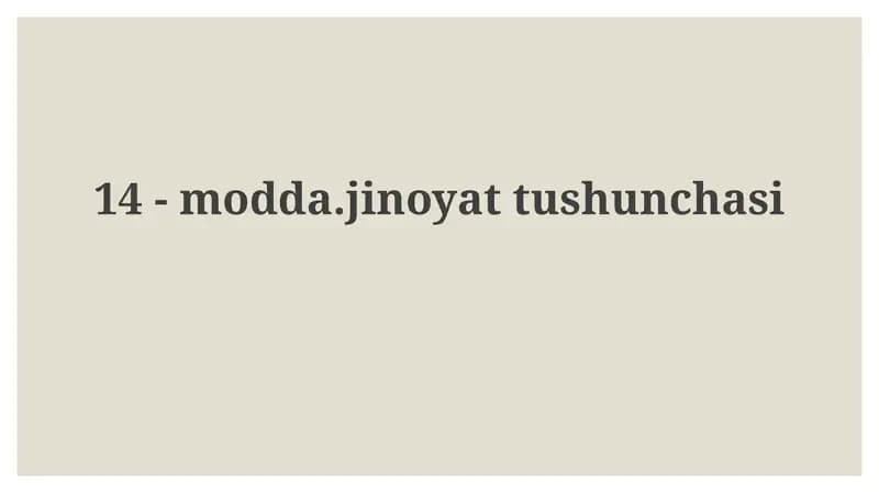 Modal Jinoyat Tushunchasi