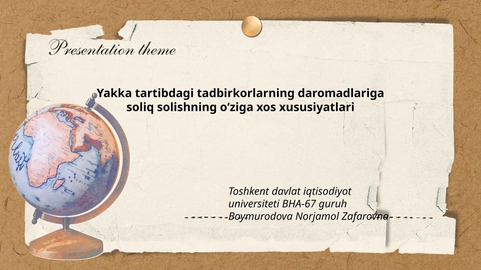 Yakka tartibdagi tadbirkorlarning daromadlariga soliq solishning oʻziga xos xususiyatlari