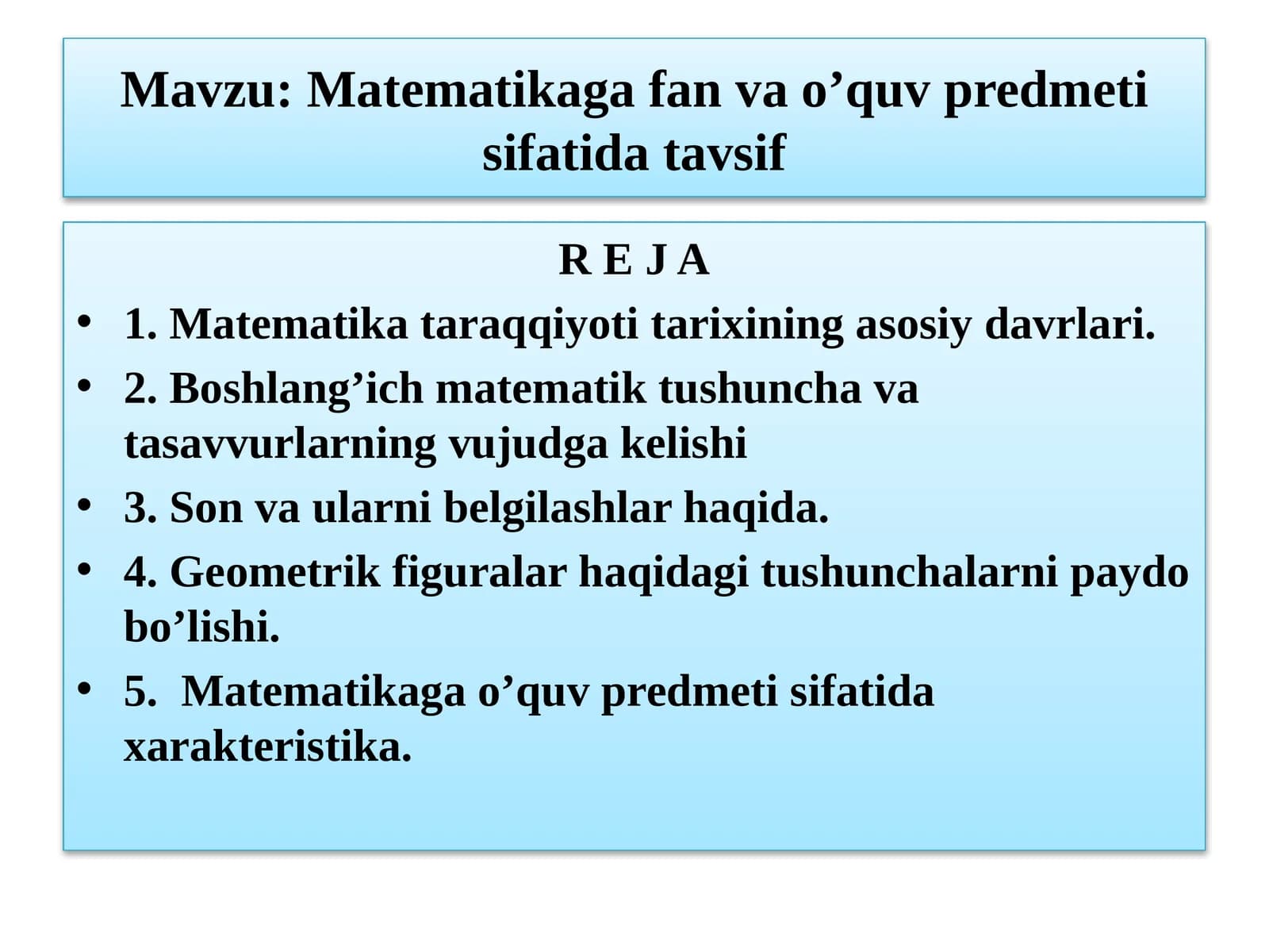 Matematikagafanvao’quvpredmetisifatidatavsif