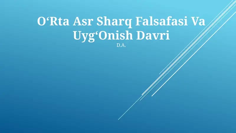 OʻRta Asr Sharq Falsafasi Va UygʻOnish Davri