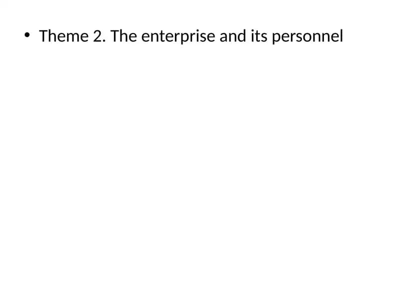 Theme 2. The enterprise and its personnel
