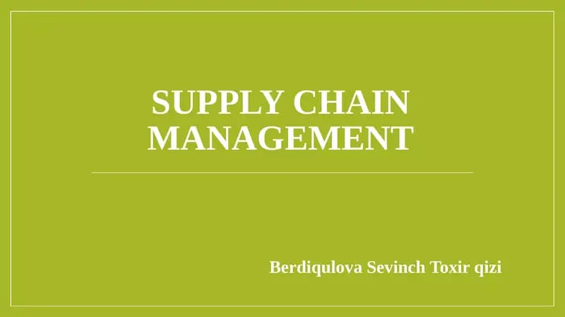 Supply chain management