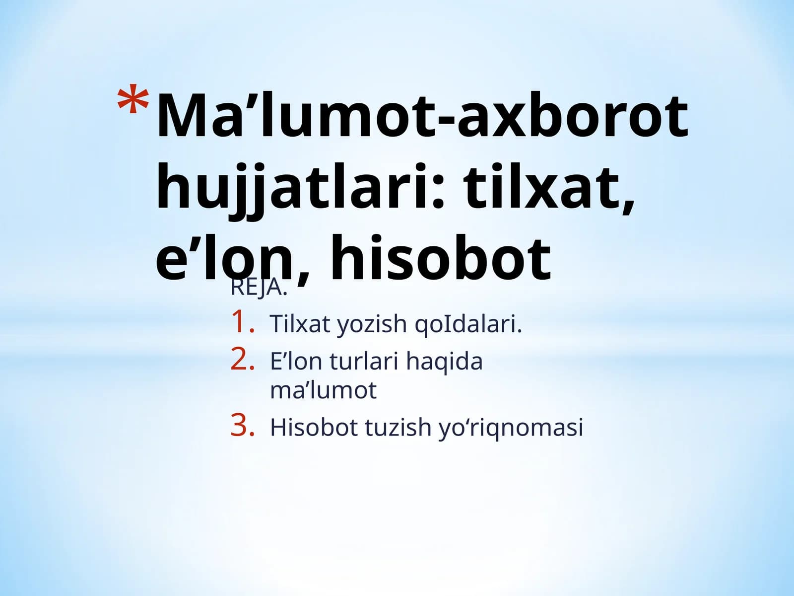 Tilxat yozish qoIdalari