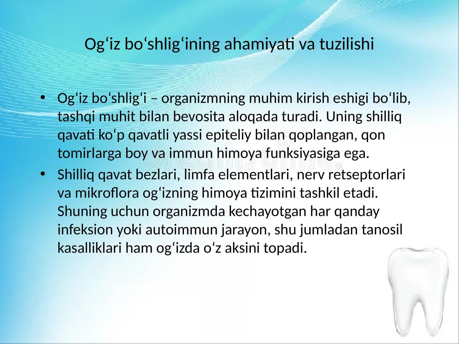 Og‘iz bo‘shlig‘ining ahamiyati va tuzilishi