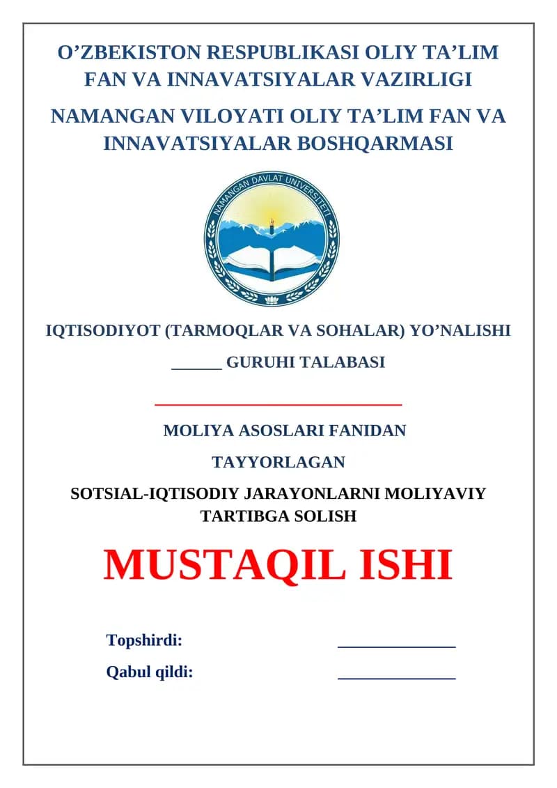 Sotsial-iqtisodiy jarayonlarni moliyaviy tartibga solish