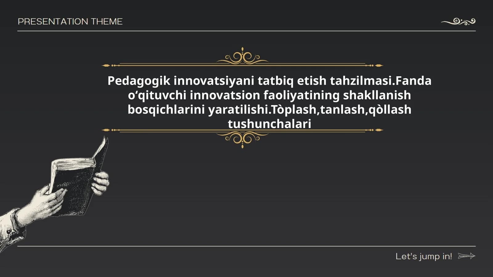 Pedagogik innovatsiyani tatbiq etish tahzilmasi