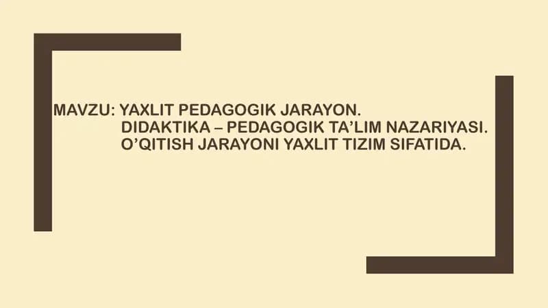 Yaxlit pedagogik jarayon