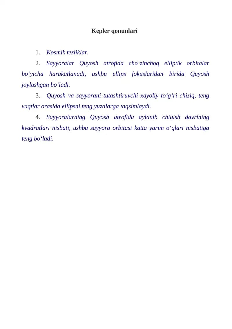 Kepler qonunlari