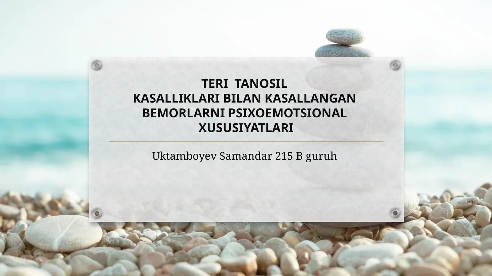 TERI TANOSILKASALLIKLARI BILAN KASALLANGAN BEMORLARNI PSIXOEMOTSIONAL XUSUSIYATLARI