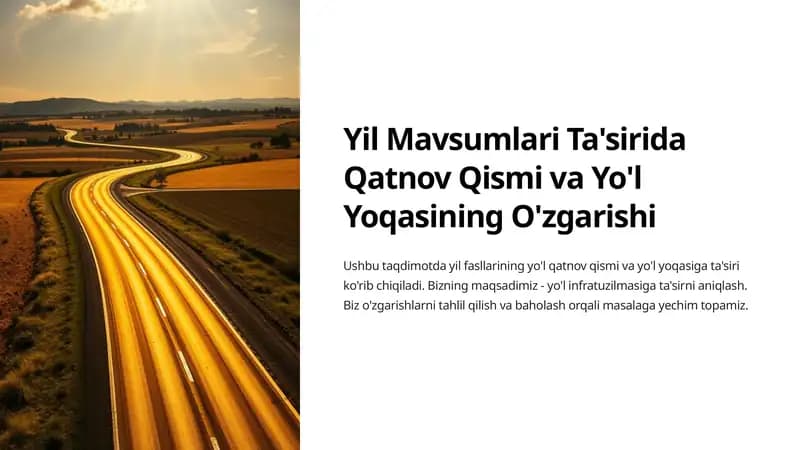 Yil Mavsumlari Ta'sirida Qatnov Qismi va Yo'l Yoqasining O'zgarishi
