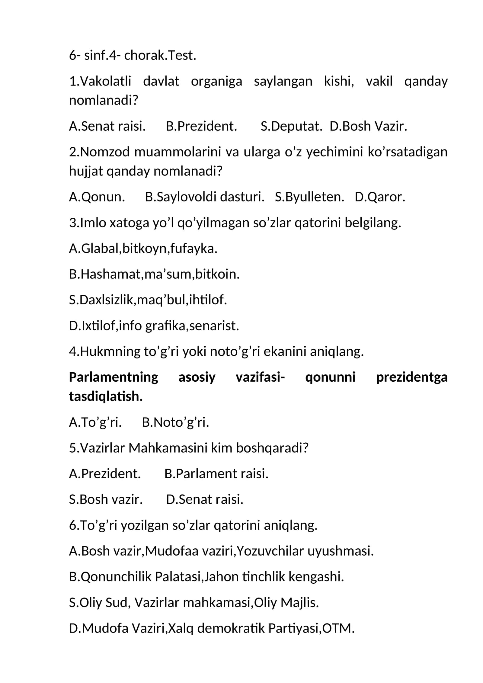 6-sinf.4-chorak.Test