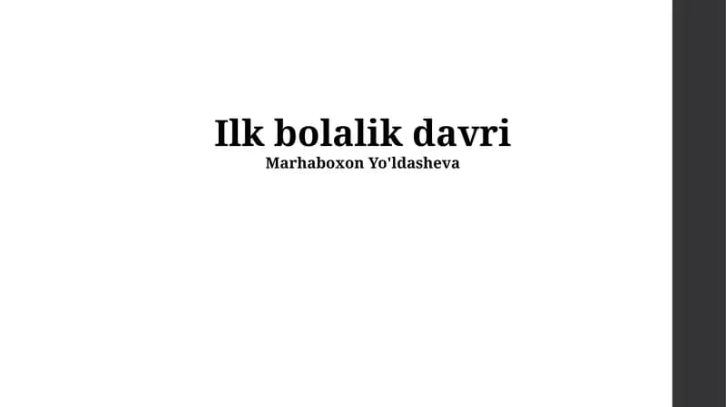 Ilk bolalik davri