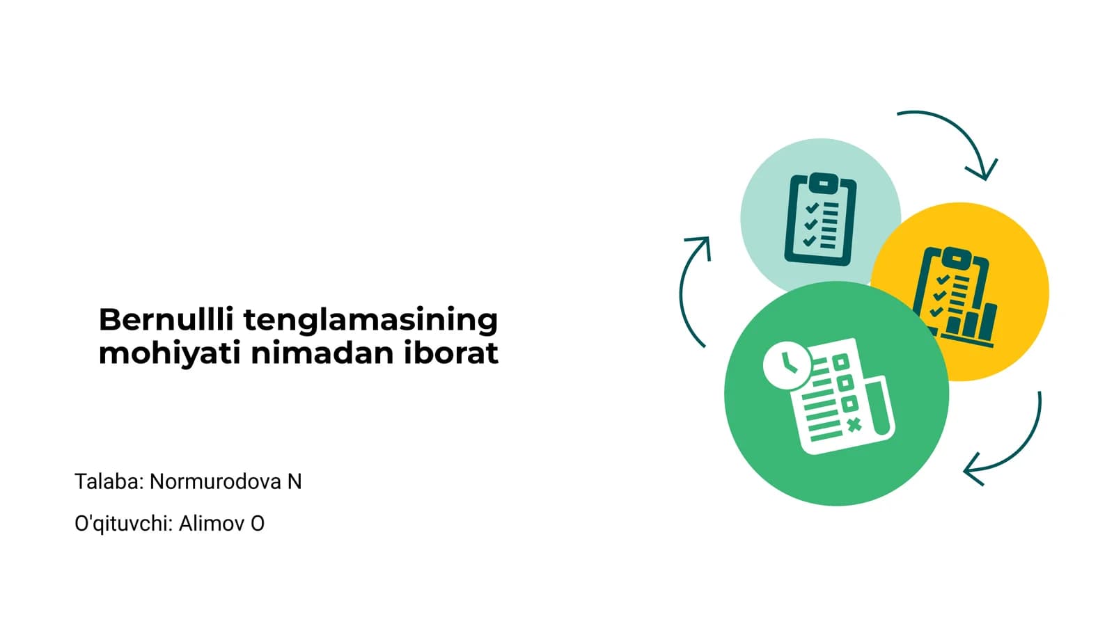 Bernullli tenglamasining mohiyati nimadan iborat