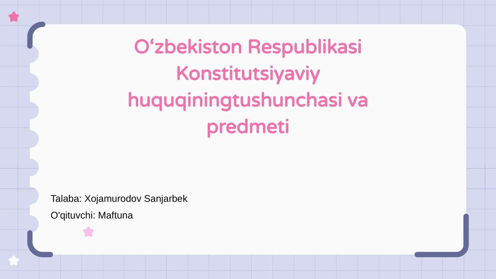 O‘zbekiston Respublikasi Konstitutsiyaviy huquqining tushunchasi va predmeti