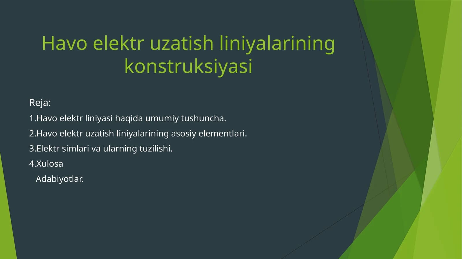 Havo elektr uzatish liniyalarining konstruksiyasi